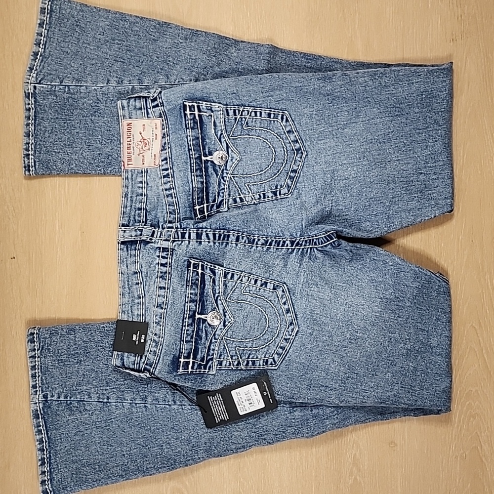 True Religion Big T Midrise Flap Flare Denim Size 30
